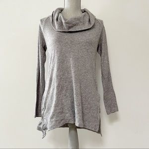H Halston cowl neck grey tunic top